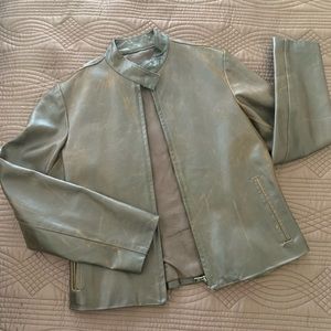 Woman’s leather moto jacket